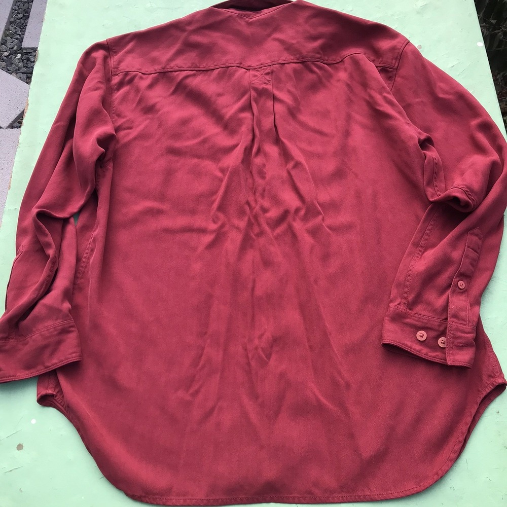 Tommy Bahama Mens Large Rose Red Button Up Shirt Long Sleeve Pocket 100% Silk - Picture 10 of 16